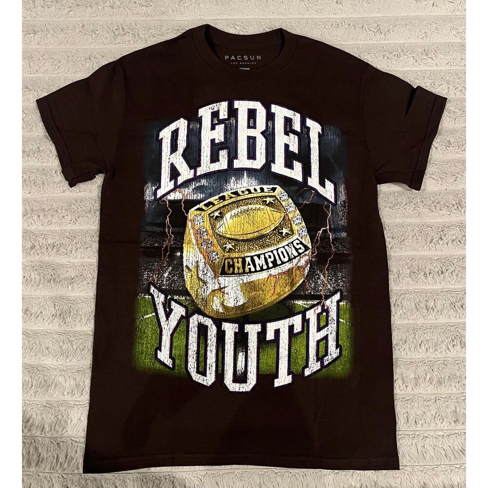 PacSun Rebel Youth Championship Ring Graphic T-Shirt Brown Men’s Small NWOT